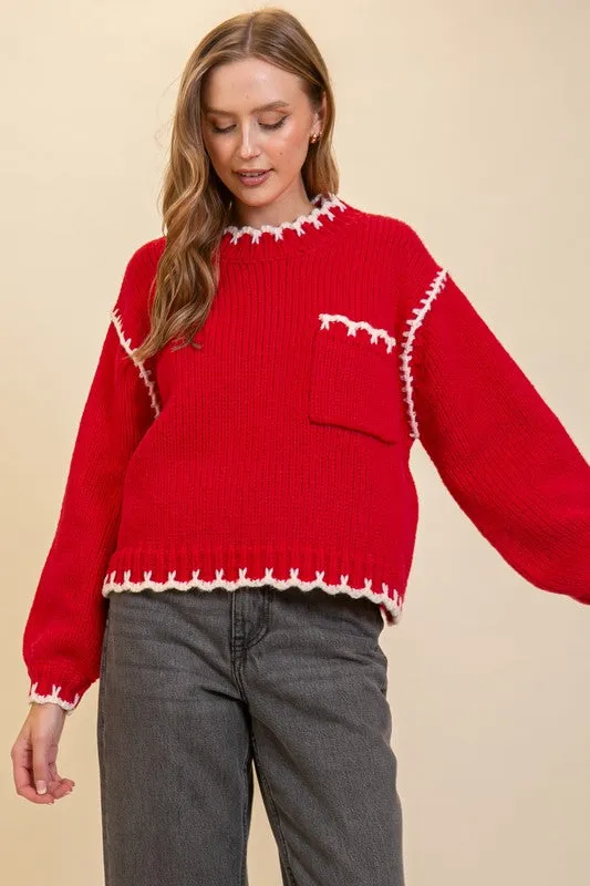 Toasty Charm Cable Knit Crochet Sweater