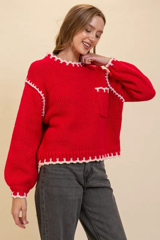 Toasty Charm Cable Knit Crochet Sweater