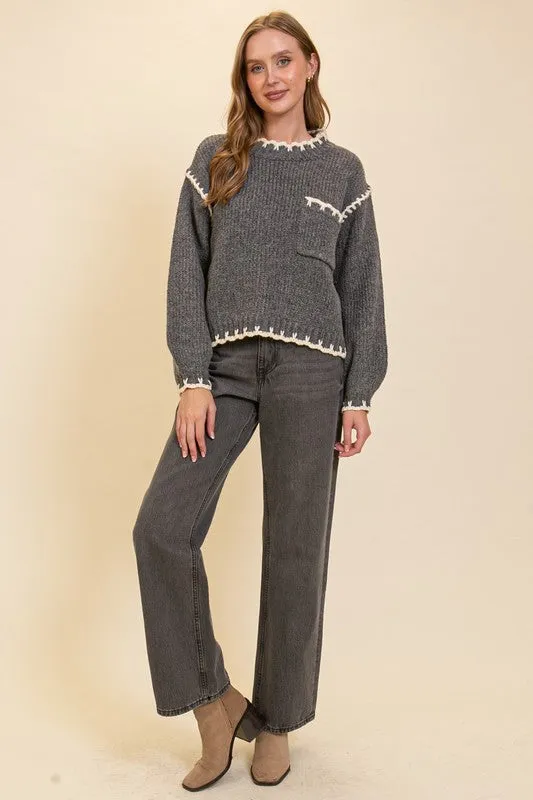 Toasty Charm Cable Knit Crochet Sweater