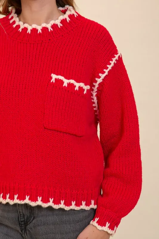 Toasty Charm Cable Knit Crochet Sweater