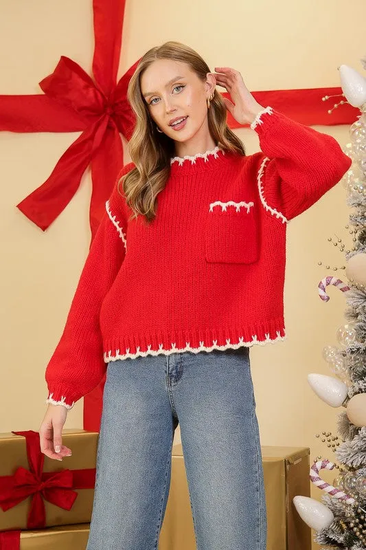 Toasty Charm Cable Knit Crochet Sweater