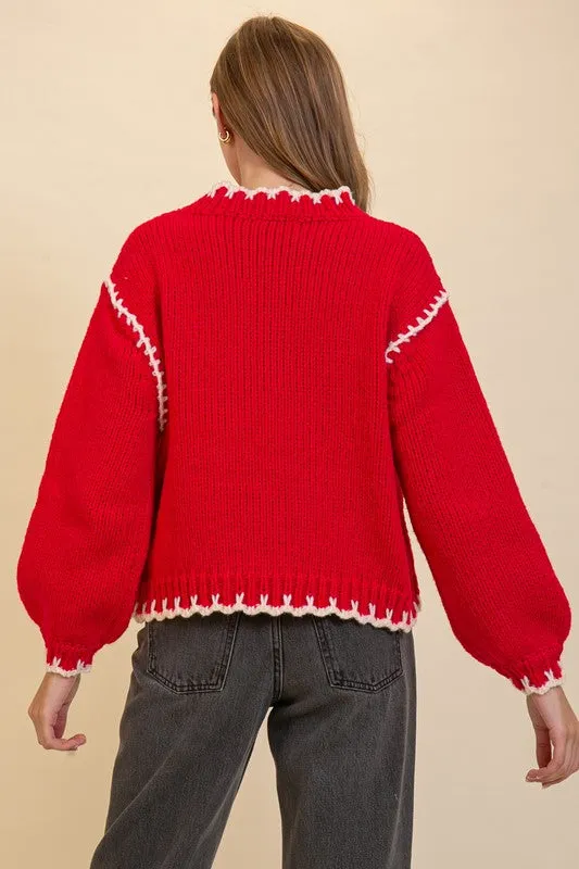 Toasty Charm Cable Knit Crochet Sweater