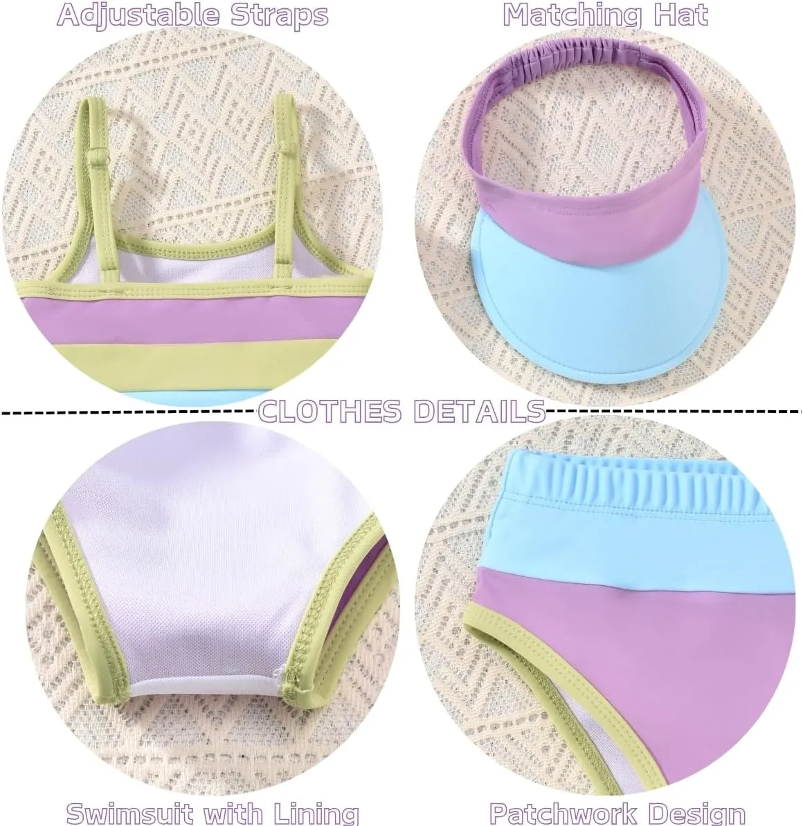Toddler Girls Bikini Adjustable Swimsuit for 1-4 Years Old