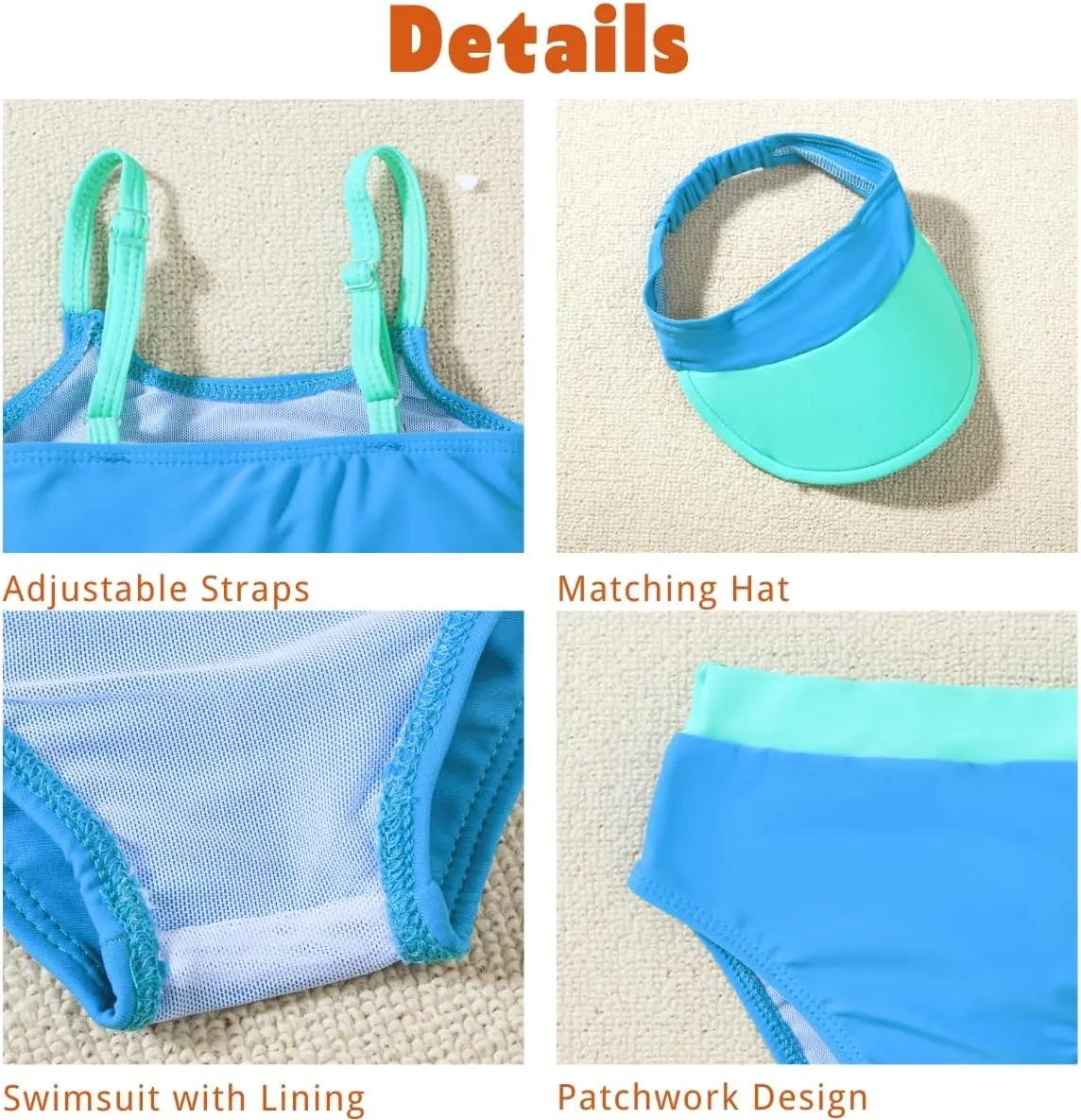 Toddler Girls Bikini Adjustable Swimsuit for 1-4 Years Old