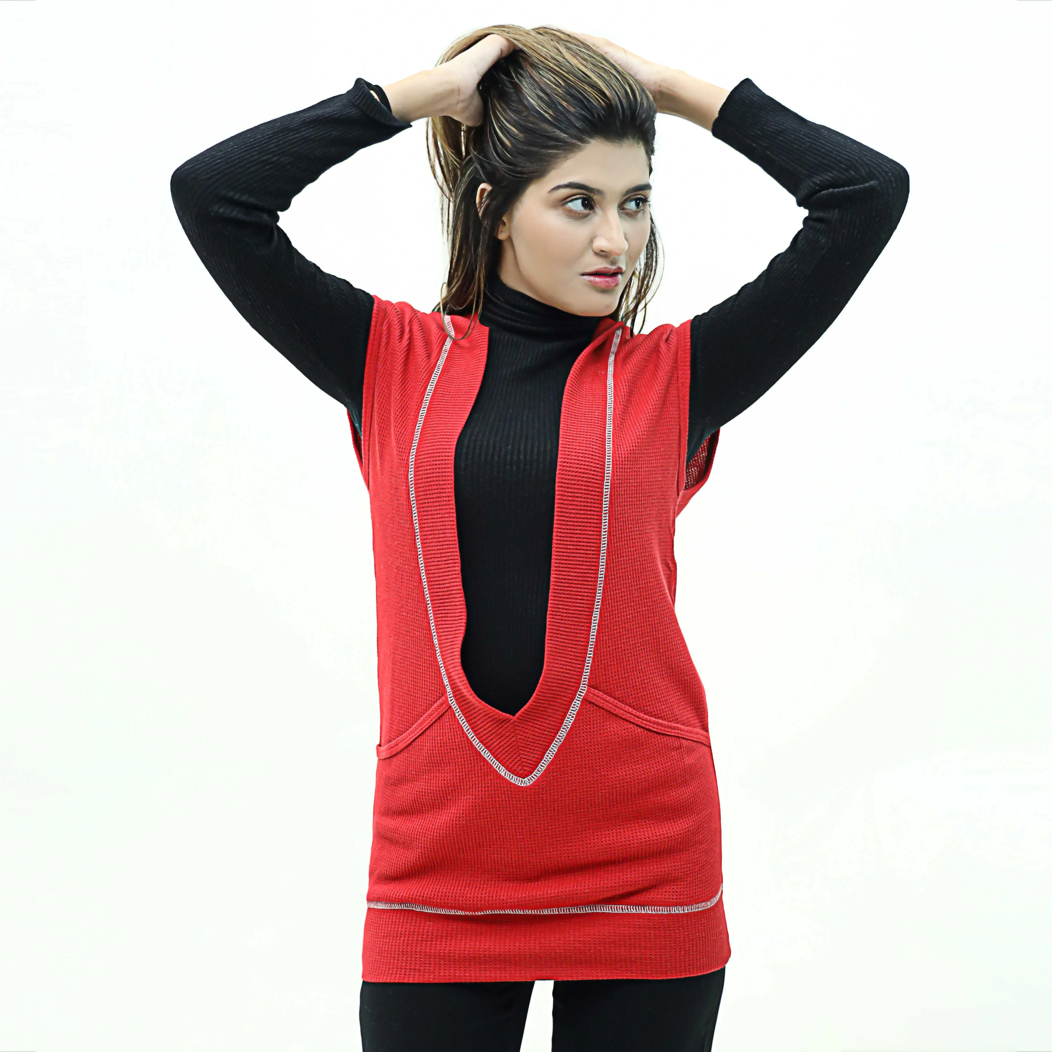 Waffle Candy V Neck Tropical Sleeveless Tops For Women
