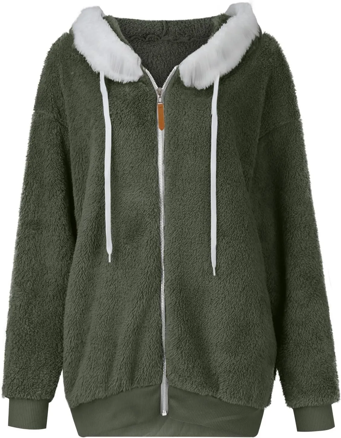 Winter Coats for Women 2024 Long Sleeve Faux Fur Fleece Jacket Zipper Plus Size Hooded Fuzzy Outerwear With Pockets