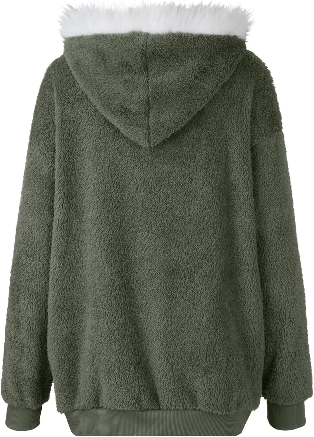 Winter Coats for Women 2024 Long Sleeve Faux Fur Fleece Jacket Zipper Plus Size Hooded Fuzzy Outerwear With Pockets