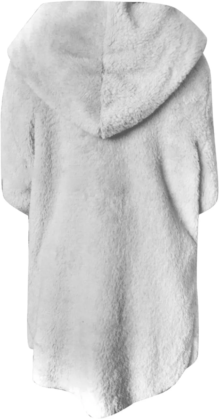 Winter Coats for Women 2024 Plus Size Long Sleeve Fuzzy Fleece Jacket Hooded Casual Warm Open Front Cardigans Outwear