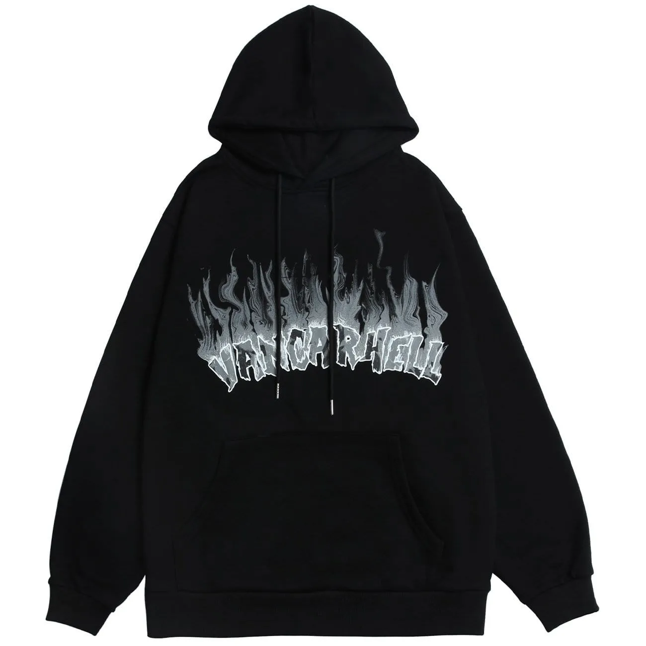 WLS Flame Letters Print Oversized Fleece Hoodie