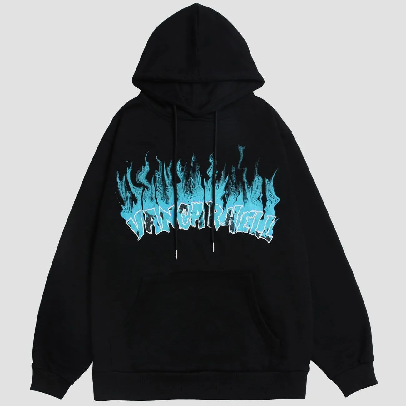 WLS Flame Letters Print Oversized Fleece Hoodie