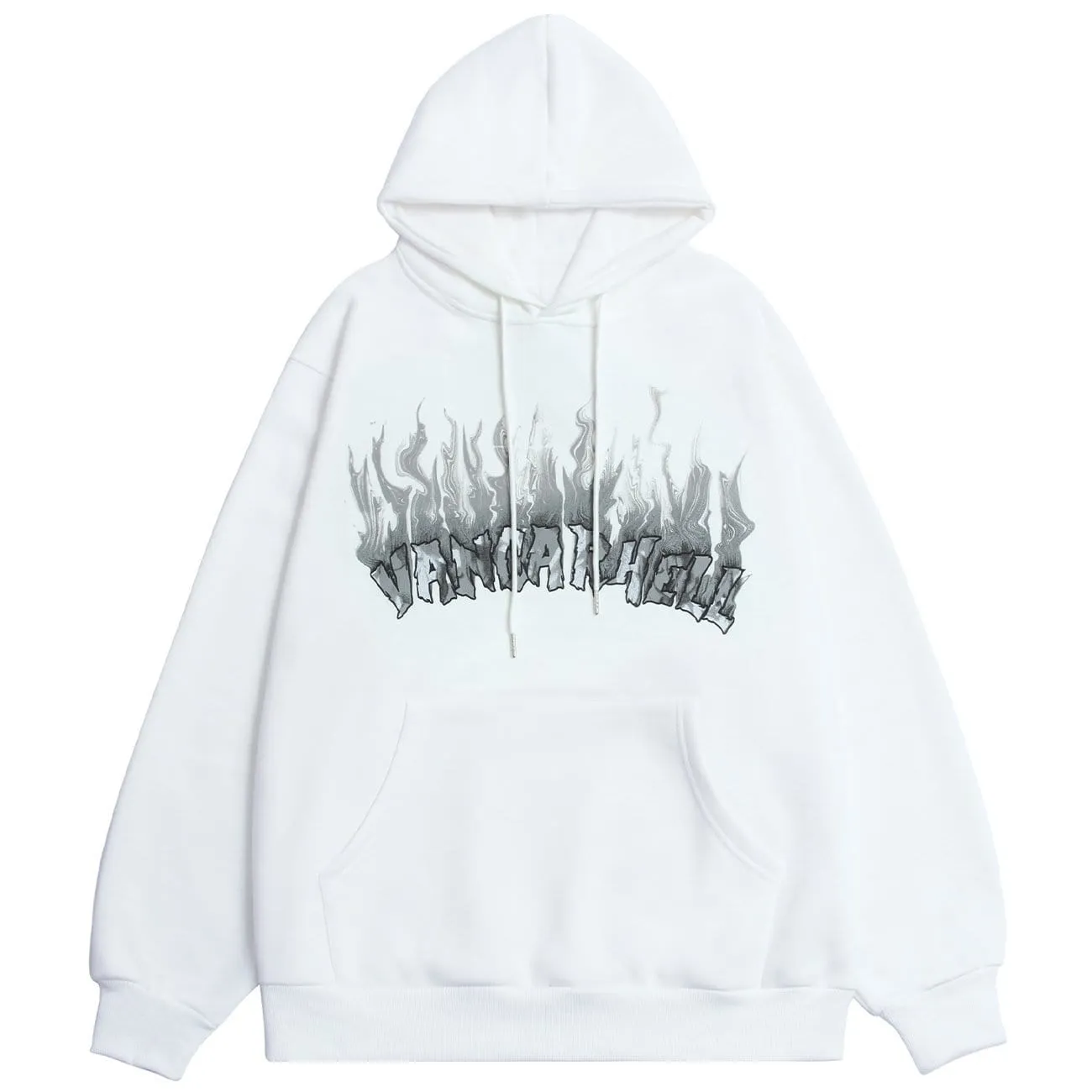 WLS Flame Letters Print Oversized Fleece Hoodie