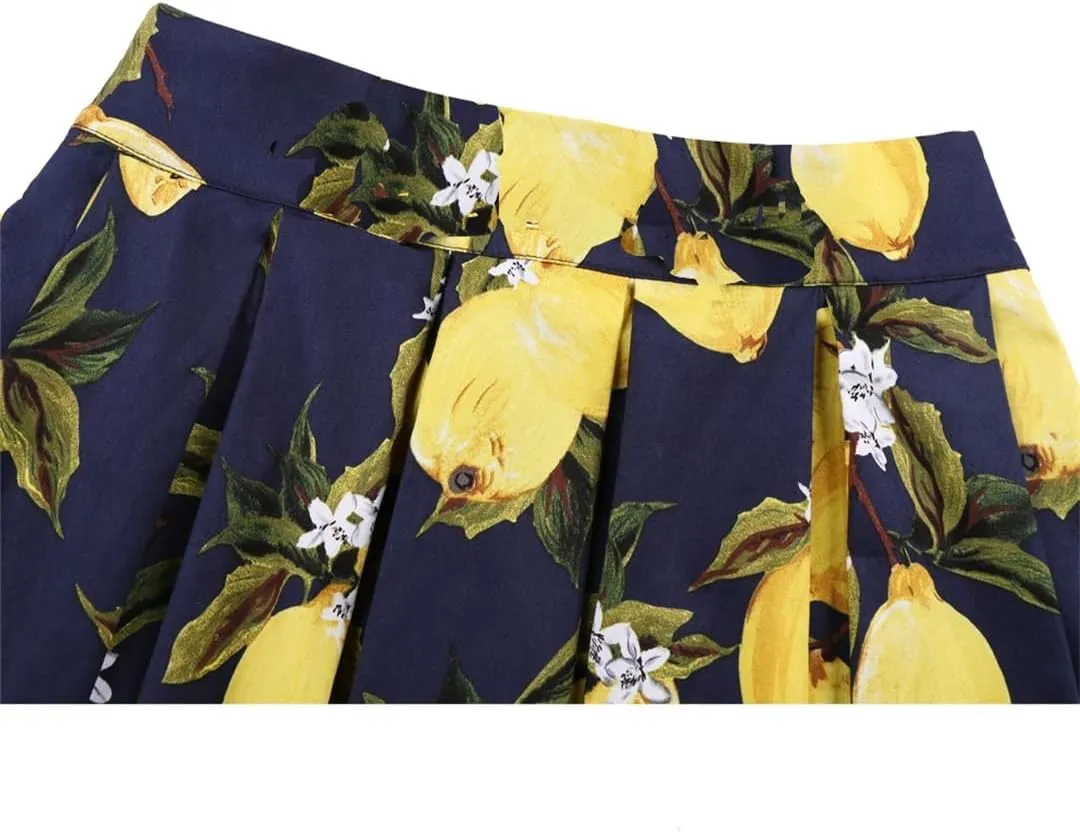 Women French High Waist Pleated Skirts Casual Dance Party Skirts Sexy Cute Midi Skater Skirt
