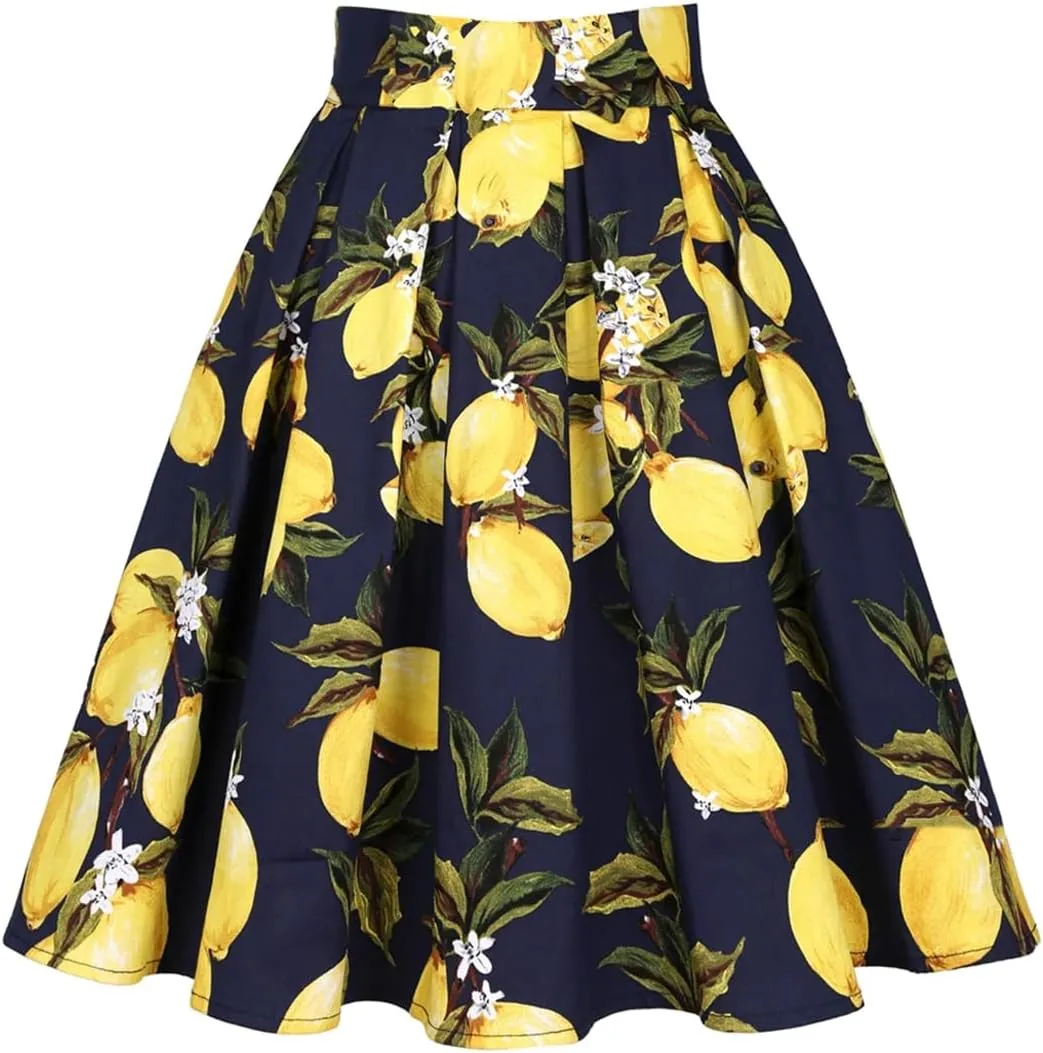 Women French High Waist Pleated Skirts Casual Dance Party Skirts Sexy Cute Midi Skater Skirt