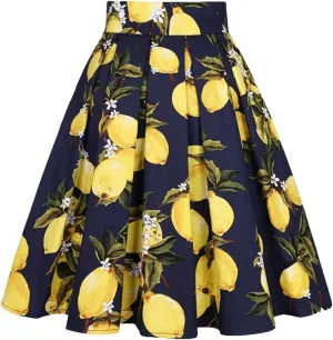 Women French High Waist Pleated Skirts Casual Dance Party Skirts Sexy Cute Midi Skater Skirt