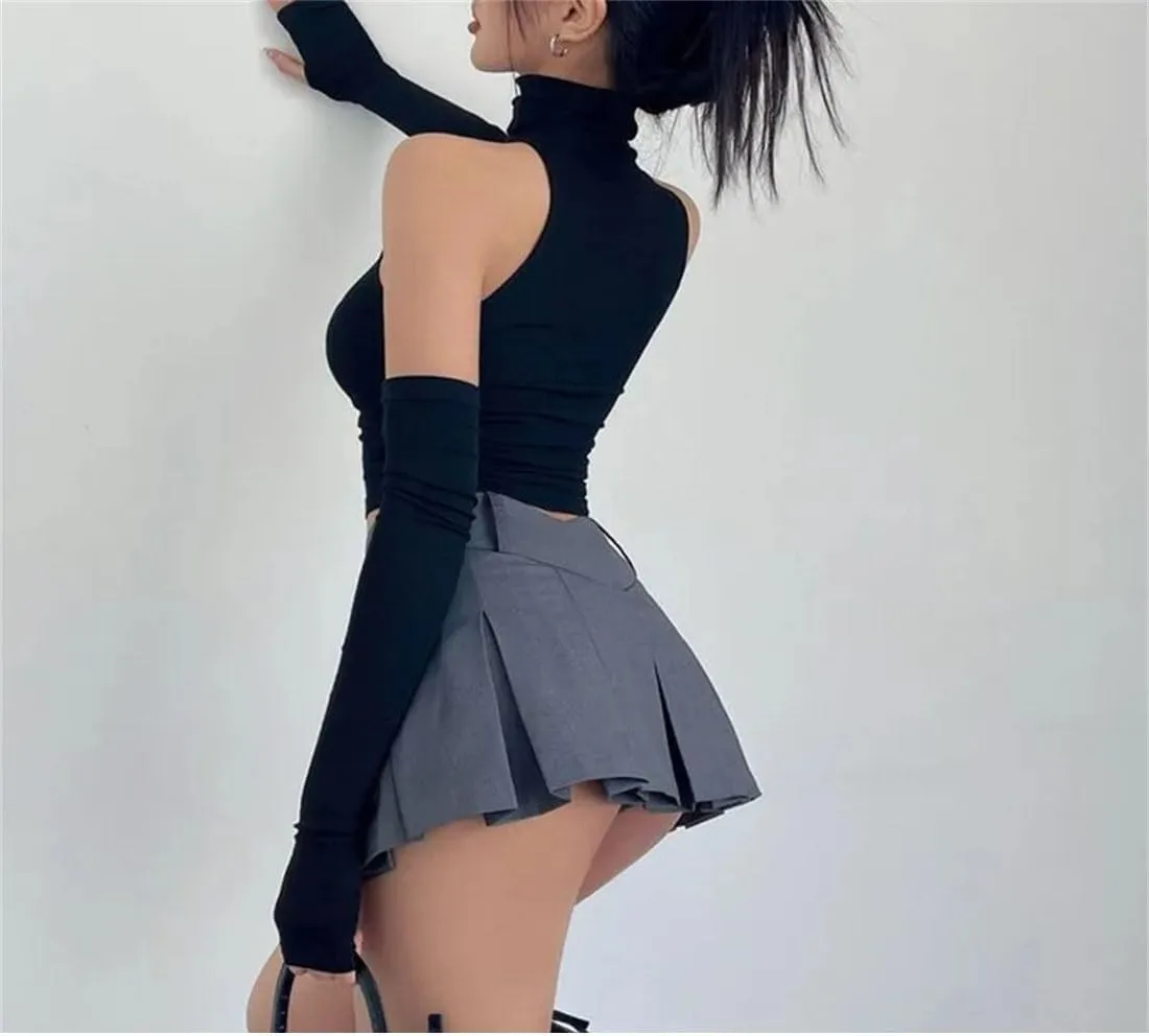 Women High Waist Streetwear Sexy Mini Skirts A-Line Pleated Skirts