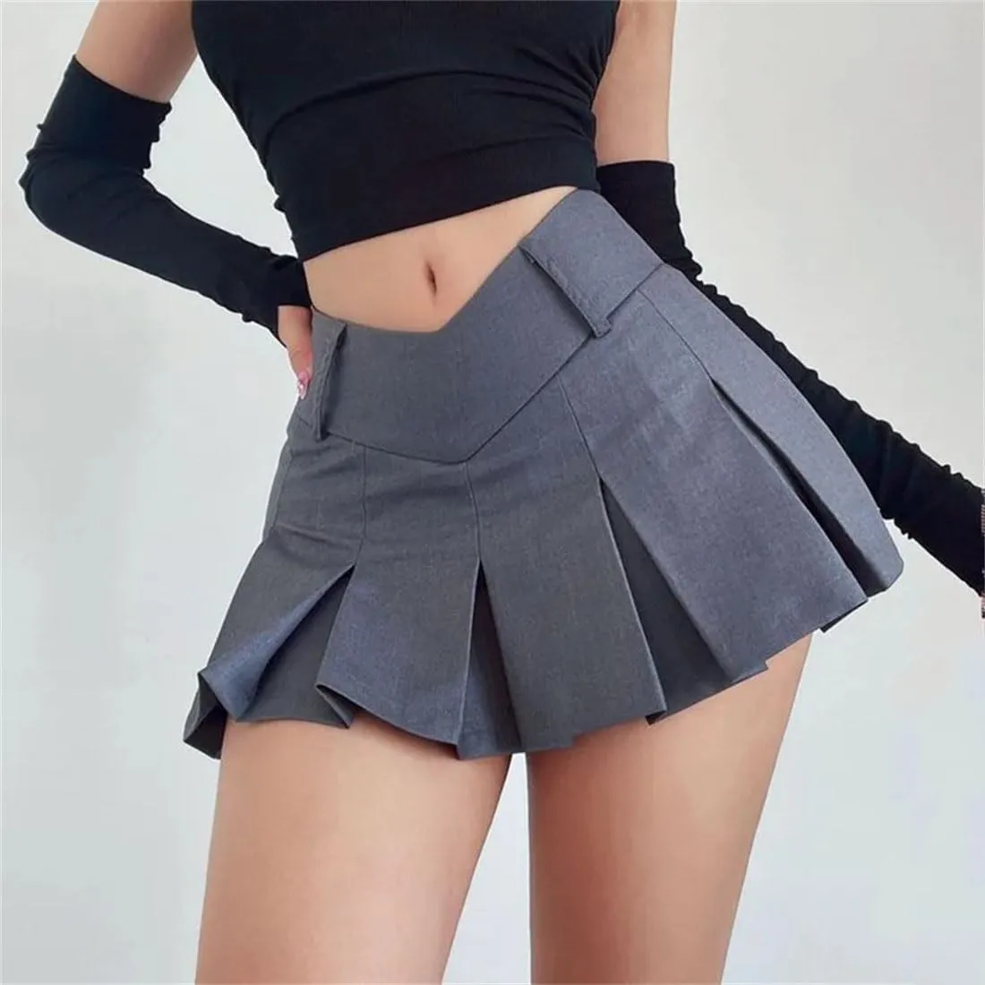 Women High Waist Streetwear Sexy Mini Skirts A-Line Pleated Skirts