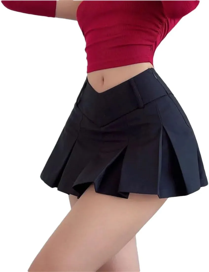 Women High Waist Streetwear Sexy Mini Skirts A-Line Pleated Skirts