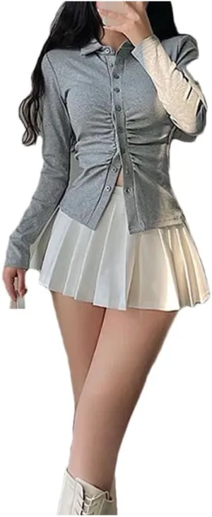 Women Sexy Pleated Skirt High Waist Irregular A-Line Mini Skirt