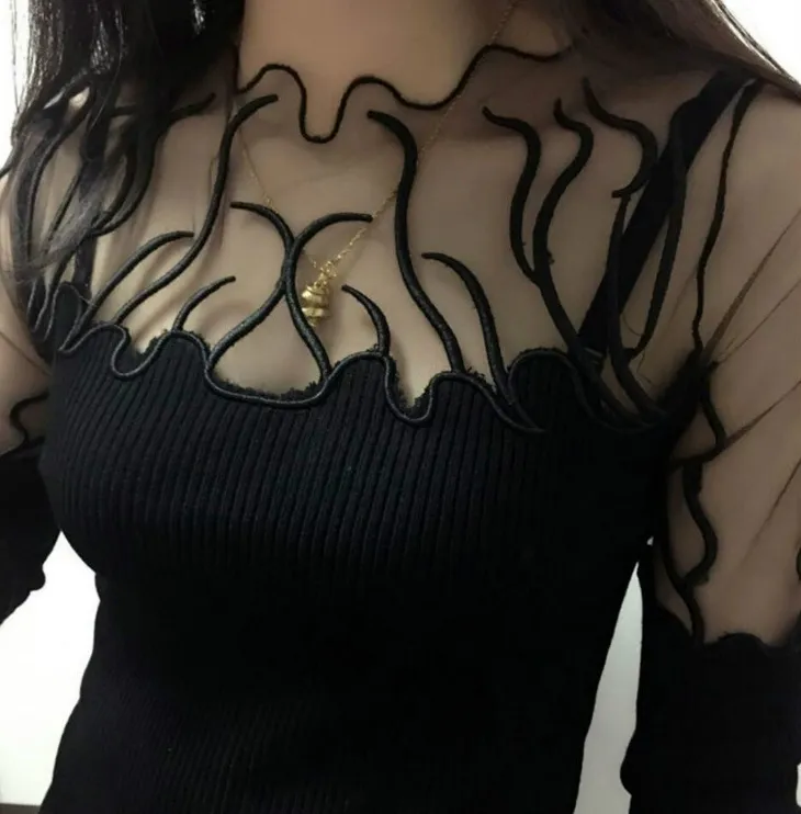 Women Stunning Slim Knitted Lace Patchwork Sweaters