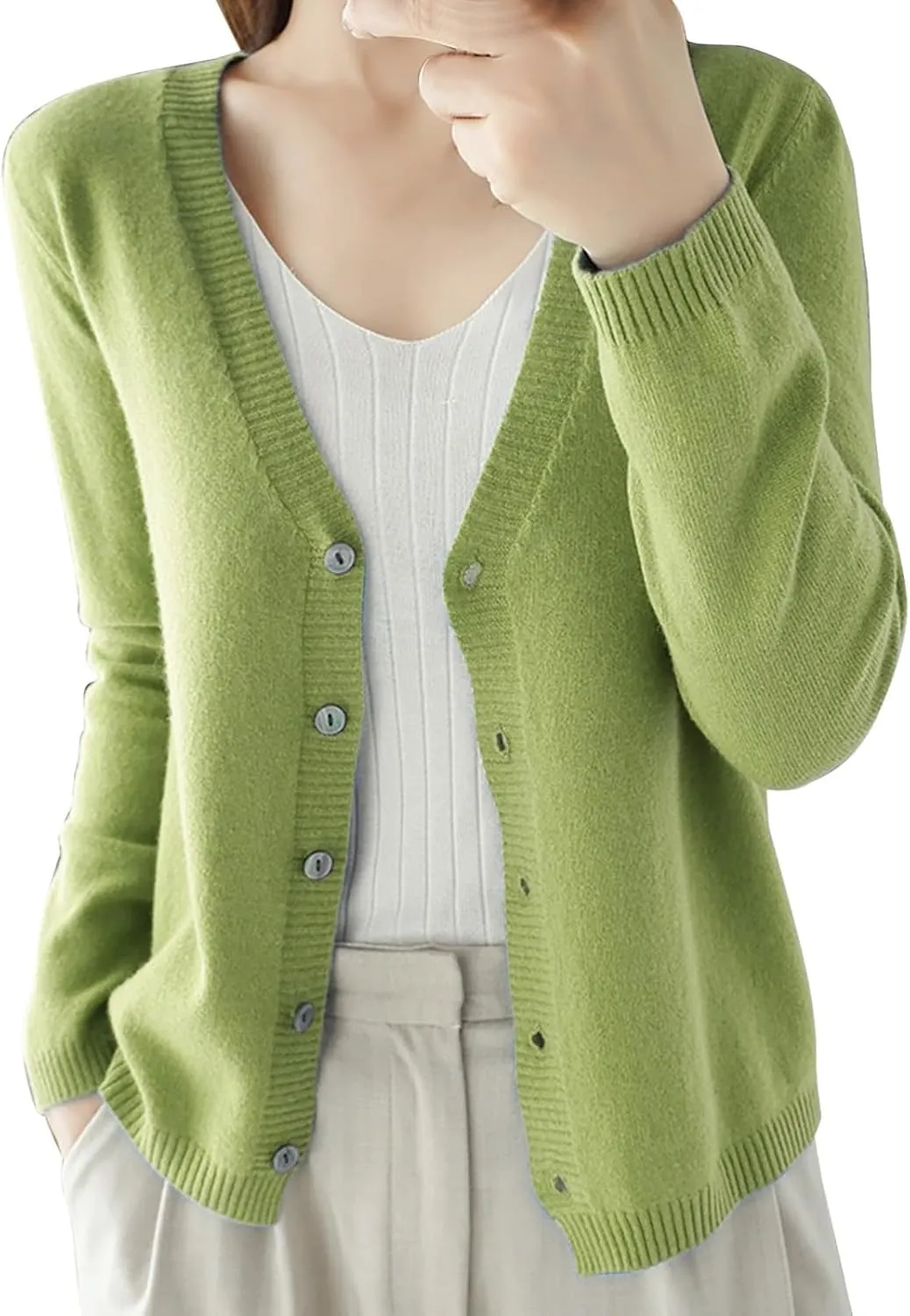 Womens 2024 Fall Fashion Cardigan Sweaters Lightweight V Neck Button Ribbed Knit Jumpers Comfy Open Front Casual Top