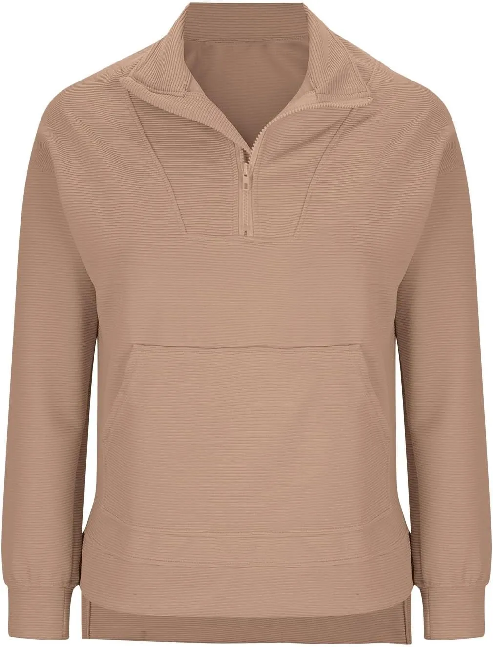 Womens 3/4 Zip Pullover Stand Collar Half Zip Sweatshirt with Pocket Casual Loose Fit Tunic Tops 2025 Spring Outfits