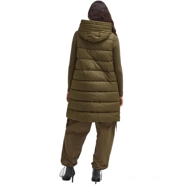 Womens Barbour International Empire Green Greyson Longline Hood Gilet