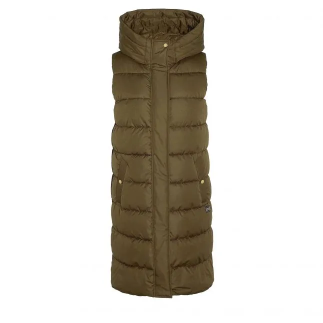 Womens Barbour International Empire Green Greyson Longline Hood Gilet