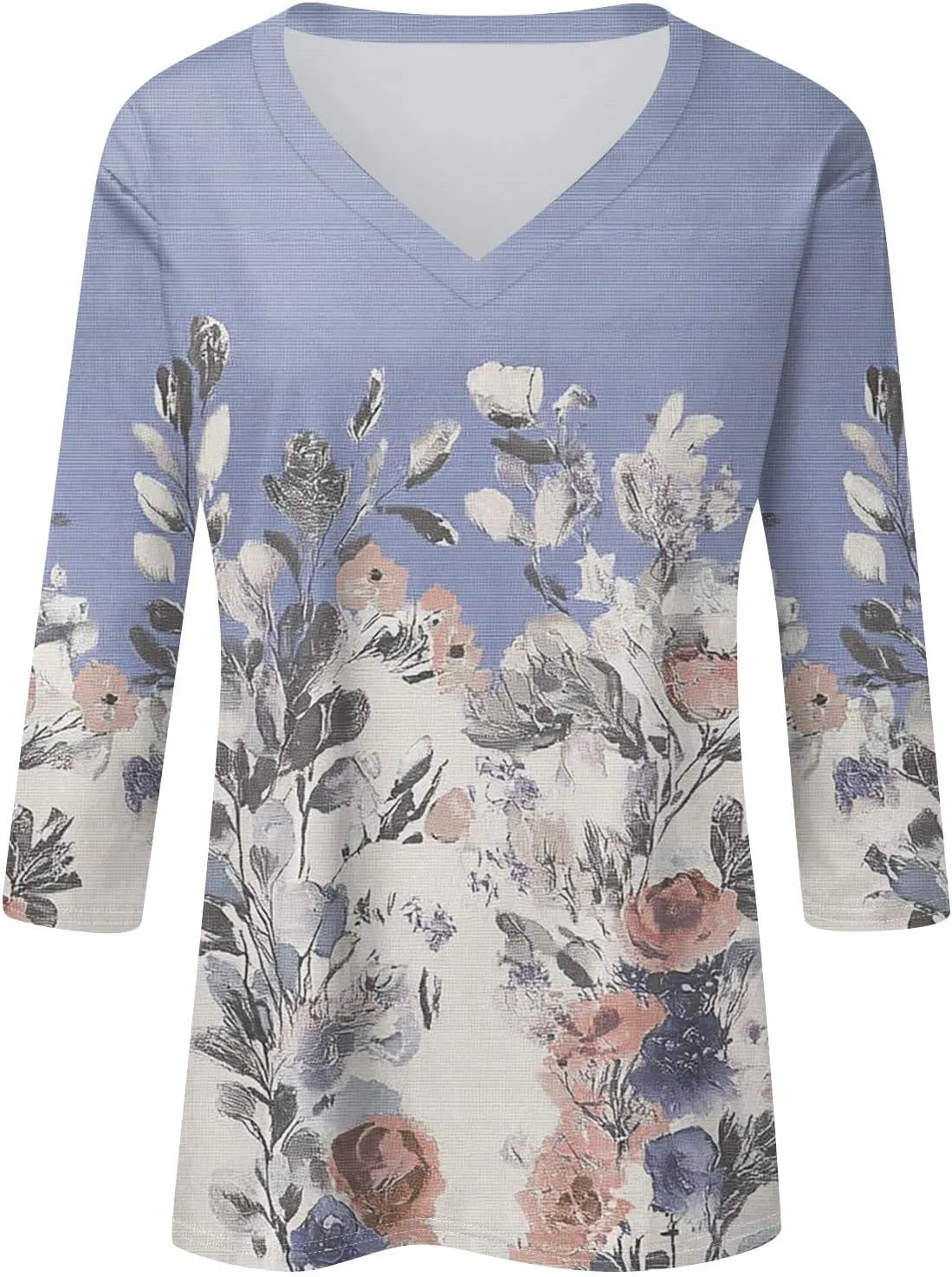 Womens Casual 3/4 Sleeve T-Shirts Sexy V Neck Loose Fit Tunic Tops Cute Basic Tees Blouses Pullover Tops