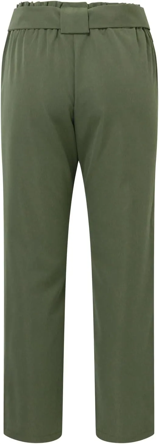 Womens Casual High Waist Pencil Pants with Pockets Bow-Knot Cropped Paper Bag Pants for Work