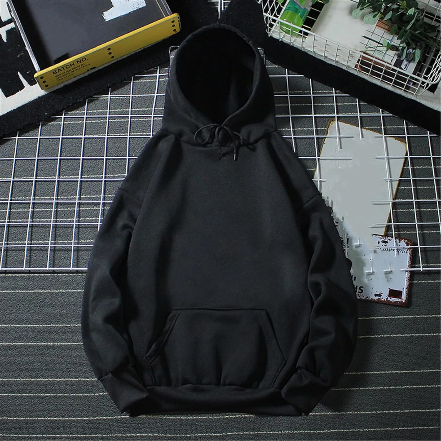 Women's Casual Hoodie Sweatshirts Long Sleeve Loose Pullover Tops Drawstring Solid Lightweight Blouses with Pockets