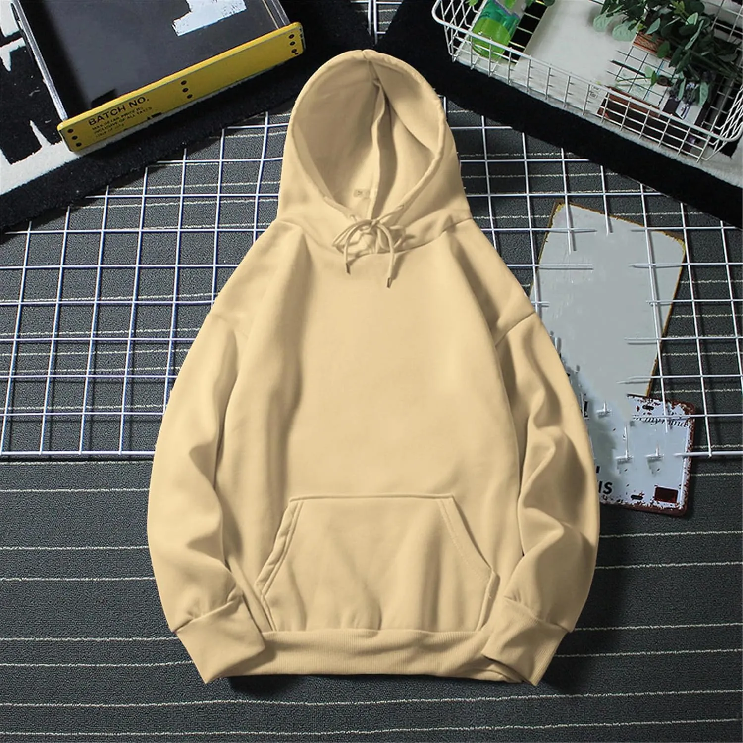 Women's Casual Hoodie Sweatshirts Long Sleeve Loose Pullover Tops Drawstring Solid Lightweight Blouses with Pockets