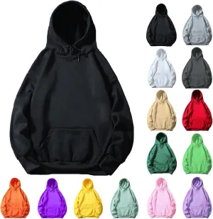 Women's Casual Hoodie Sweatshirts Long Sleeve Loose Pullover Tops Drawstring Solid Lightweight Blouses with Pockets