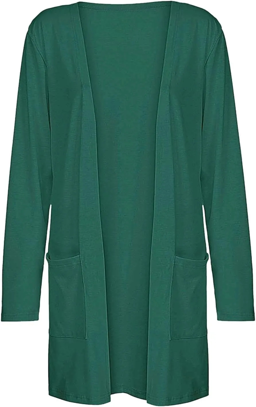 Womens Casual Lightweight Long Sleeve Cardigan Soft Drape Open Front Fall Dusters Sweaters Outwear Coat with Pockets