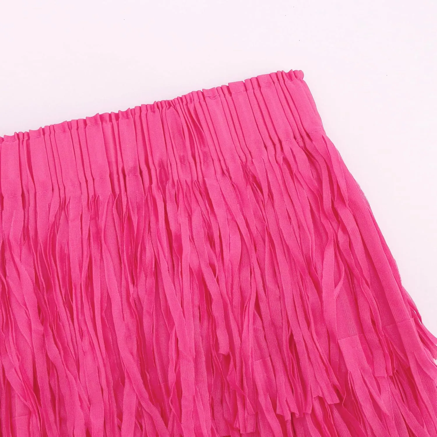 Women's Elegant Tassel Splicing Skirt Maxi Long Elastic High Waist A-line Pleated Skirts Cocktail Party Dance Dress