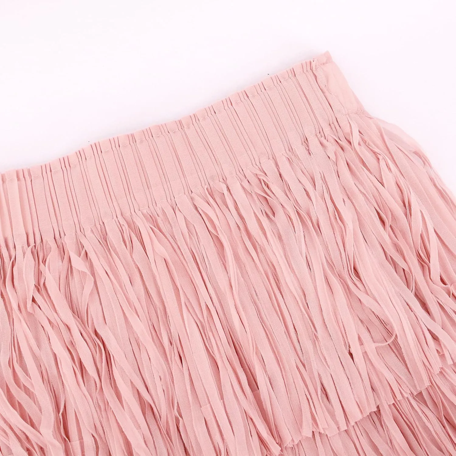 Women's Elegant Tassel Splicing Skirt Maxi Long Elastic High Waist A-line Pleated Skirts Cocktail Party Dance Dress