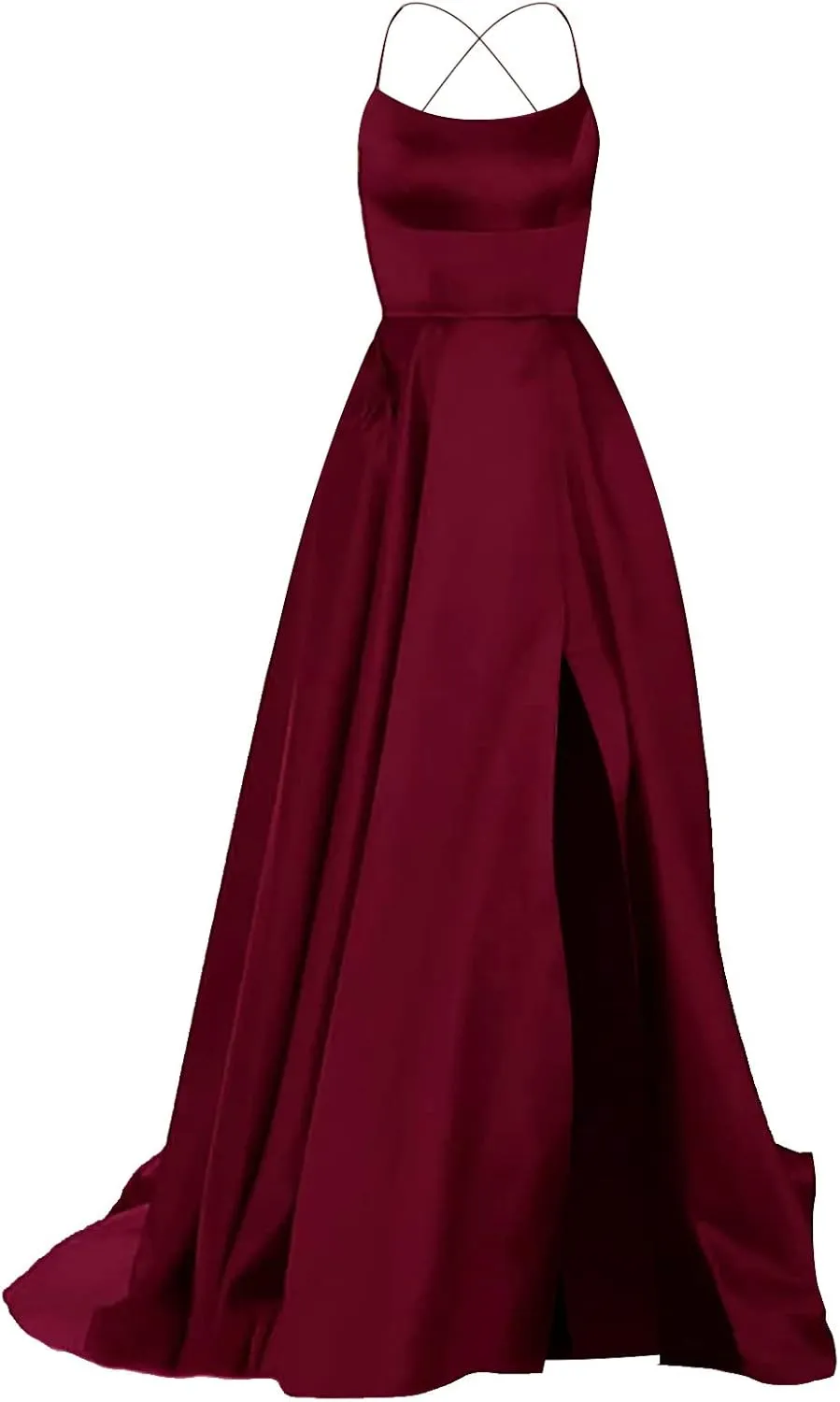 Women's Evening Formal Dresses 2024 Trendy Elegant Prom Dress Solid Satin Backless Split Cocktail Wedding Party Long Dresses