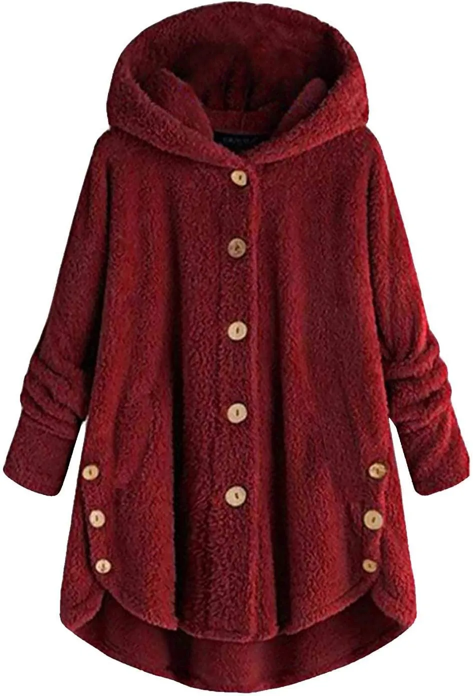 Womens Fleece Jackets Winter Hooded Coats 2024 Trendy Oversized Button Down Cardigan Sweater Warm Sweatshirt with Pocket