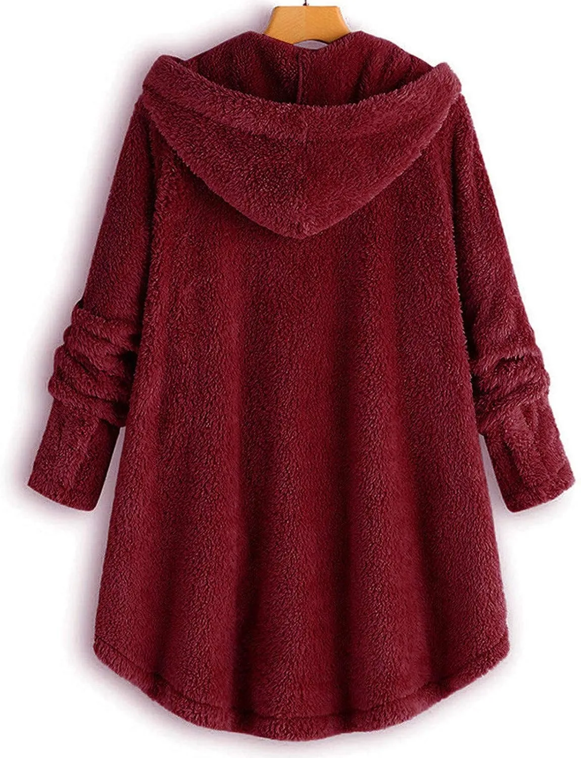 Womens Fleece Jackets Winter Hooded Coats 2024 Trendy Oversized Button Down Cardigan Sweater Warm Sweatshirt with Pocket