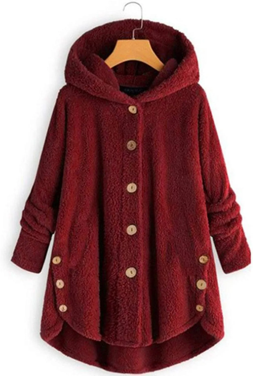Womens Fleece Jackets Winter Hooded Coats 2024 Trendy Oversized Button Down Cardigan Sweater Warm Sweatshirt with Pocket