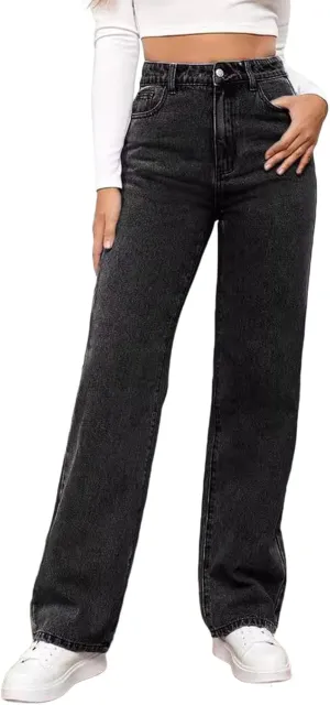 Women's High Waisted Straight Leg Jeans Trendy 2025 Casual Soft Loose Boyfriend Denim Pants with Pockets