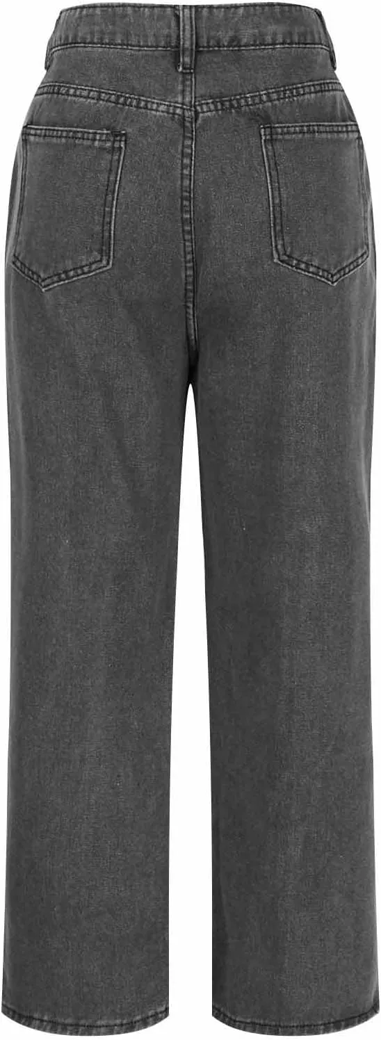 Women's High Waisted Wide Leg Jeans, Fashionable Loose Patchwork Lantern Pants Stylish Casual Denim Pants with Pocket
