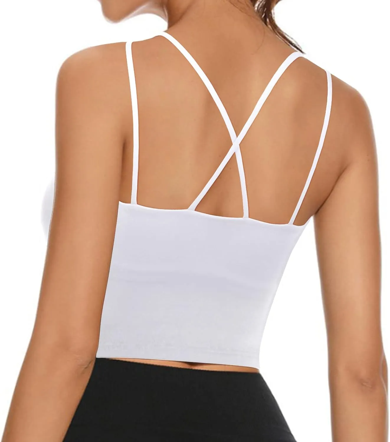 Women's Longline Sports Bra Padded Strappy Yoga Bra Fitness Running Workout Crop Tank Top2pack