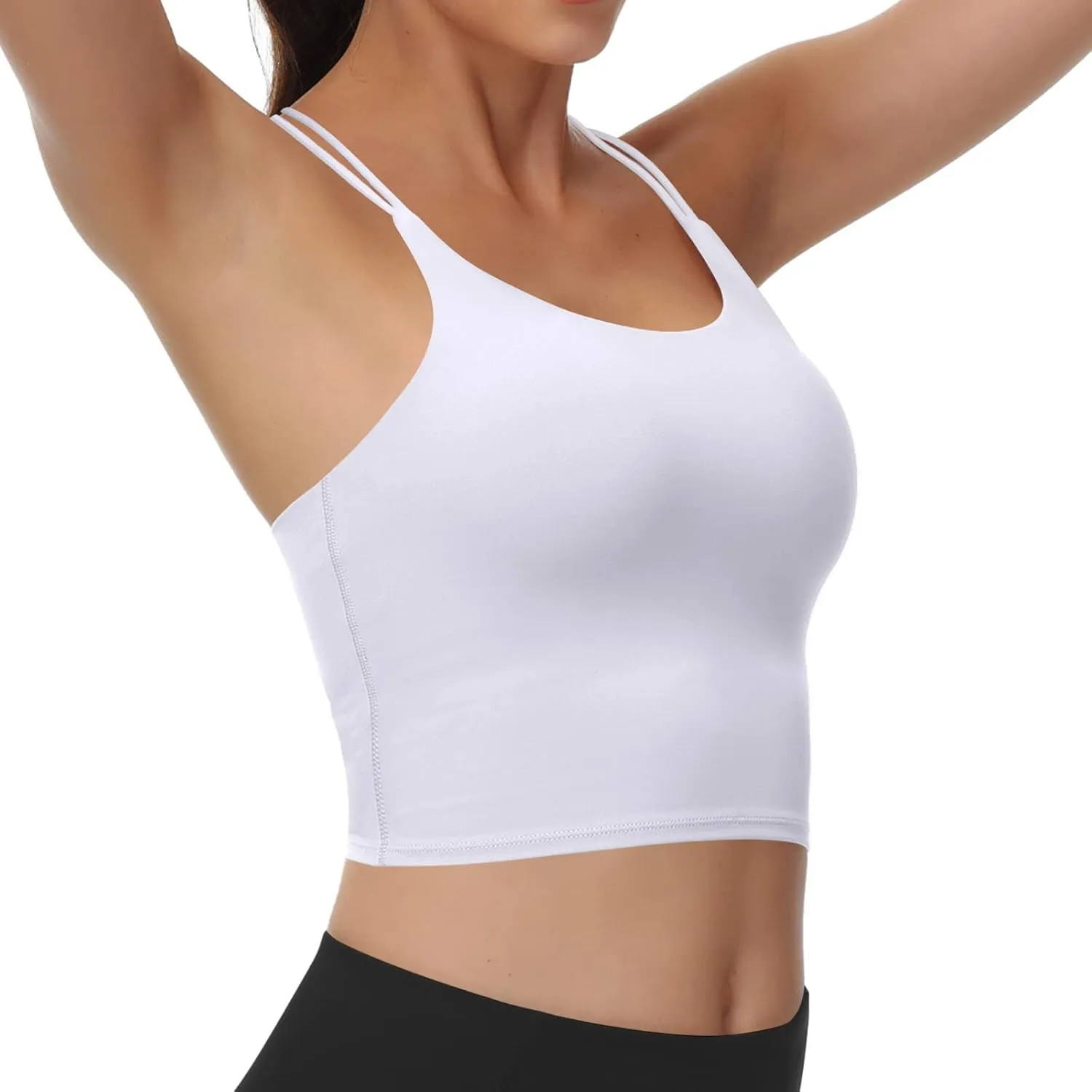 Women's Longline Sports Bra Padded Strappy Yoga Bra Fitness Running Workout Crop Tank Top2pack