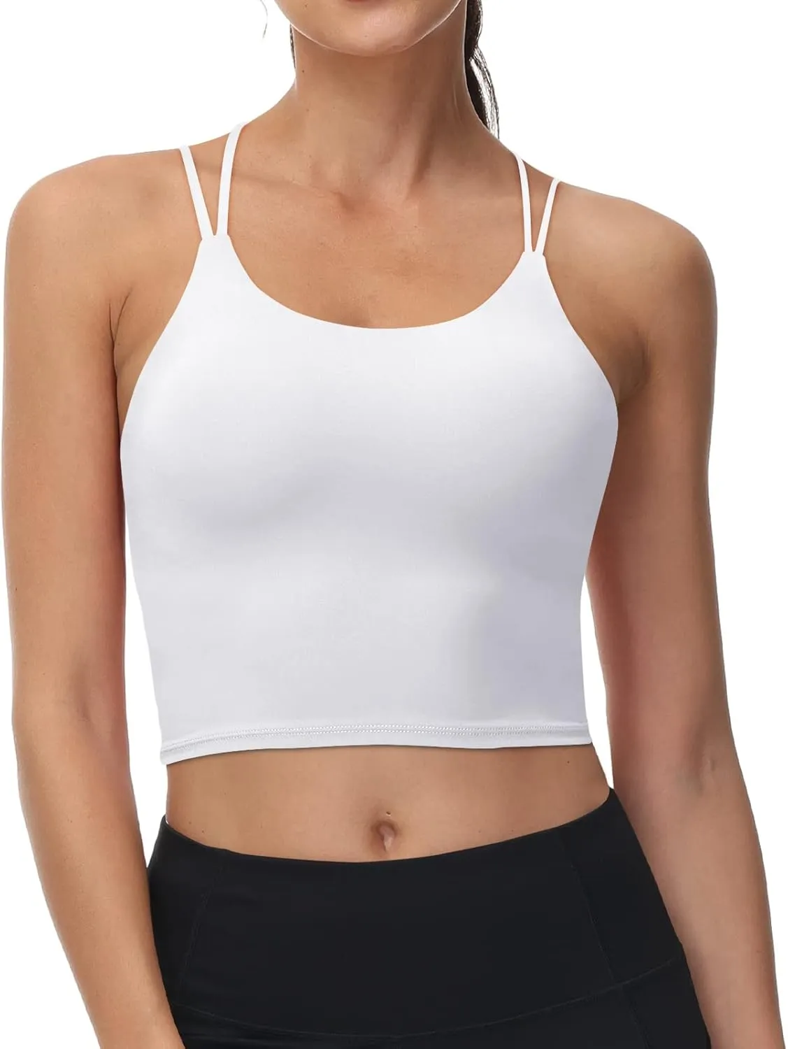 Women's Longline Sports Bra Padded Strappy Yoga Bra Fitness Running Workout Crop Tank Top2pack