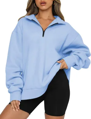 Womens Oversized Sweatshirts Fall Fashion Hoodies Half Zip Pullover Long Sleeve Shirts Clothes Outfits