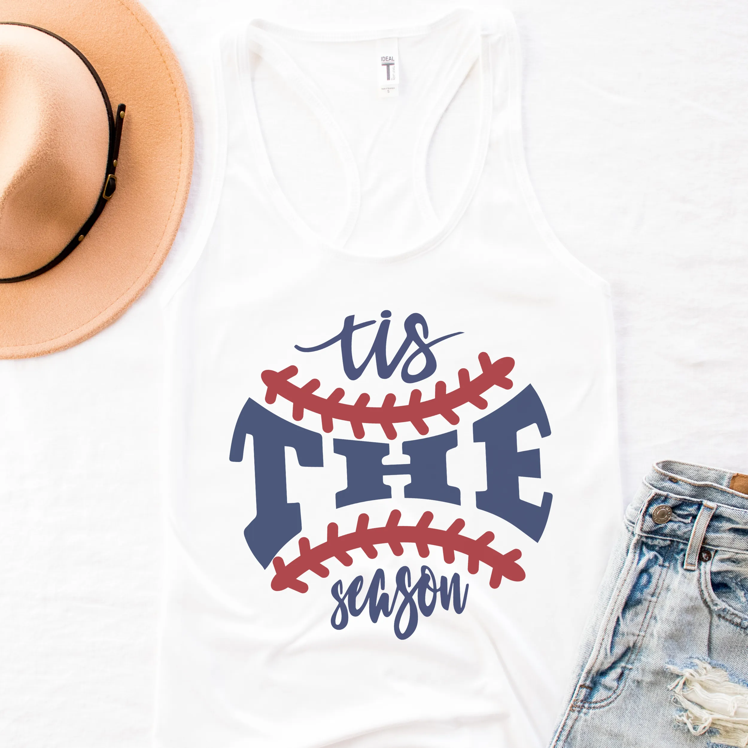 Women's Spring or Summer Tis The Season Crewneck Sweatshirt or T-Shirt Retro Baseball Design Spring Gift for Mom