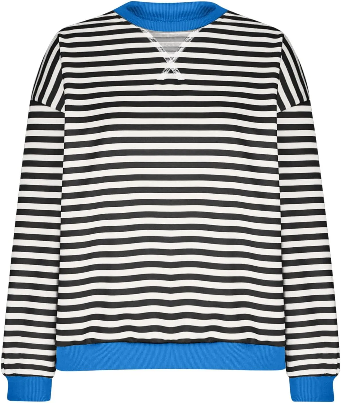 Women's Striped Long Sleeved Shirts Loose Casual Sweatshirts Round Neck Pullover Tops Blouses Fall Fashion Clothes