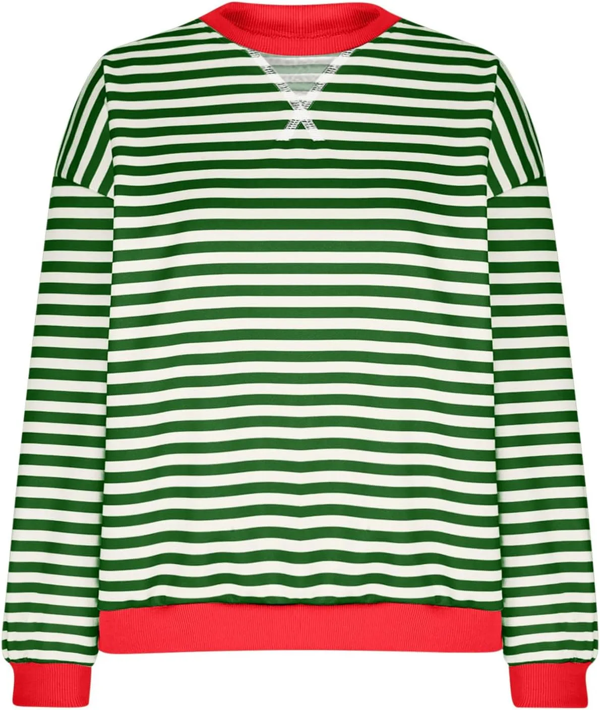 Women's Striped Long Sleeved Shirts Loose Casual Sweatshirts Round Neck Pullover Tops Blouses Fall Fashion Clothes