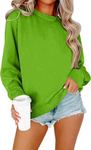 Womens Sweatshirt Plus Size Workout Solid Color Tops Casual Long Sleeve Shirts Fall Crewneck Clothes 2024