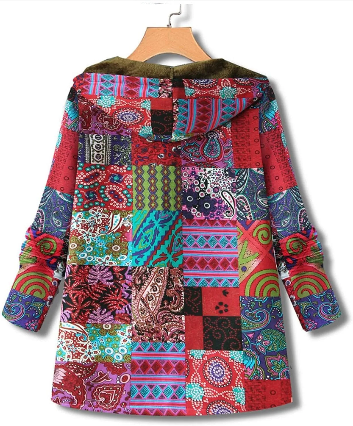 Women's Trench Short Jacket Coat Floral Print Jacket Chinese Style Patchwork Outwear